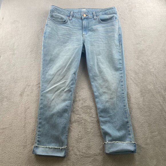 Lee Riders Womens Jeans Size 10 Blue Denim Light Wash Straight Cuffed Casual - Picture 13 of 14